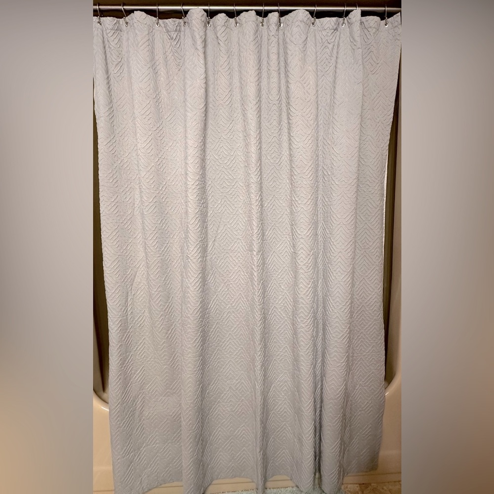 Nautica Grey Embossed Shower Curtain 72” x 72” metal grommets